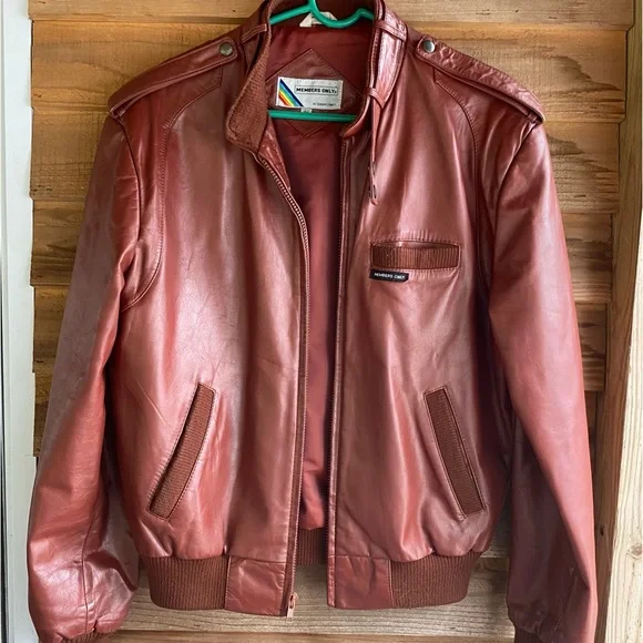Members Only Brown Leather Jacket - Picture 1 of 15